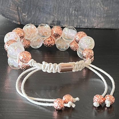 ARTSY Crafts Glow in The Dark Firefly Beads Bracelets, 7 Chakras Crystal Mermaid Glass Beaded Bracelets for Anti Anxeity Healing Energy Money Wealth Abundance Stackable Bangle Wristband