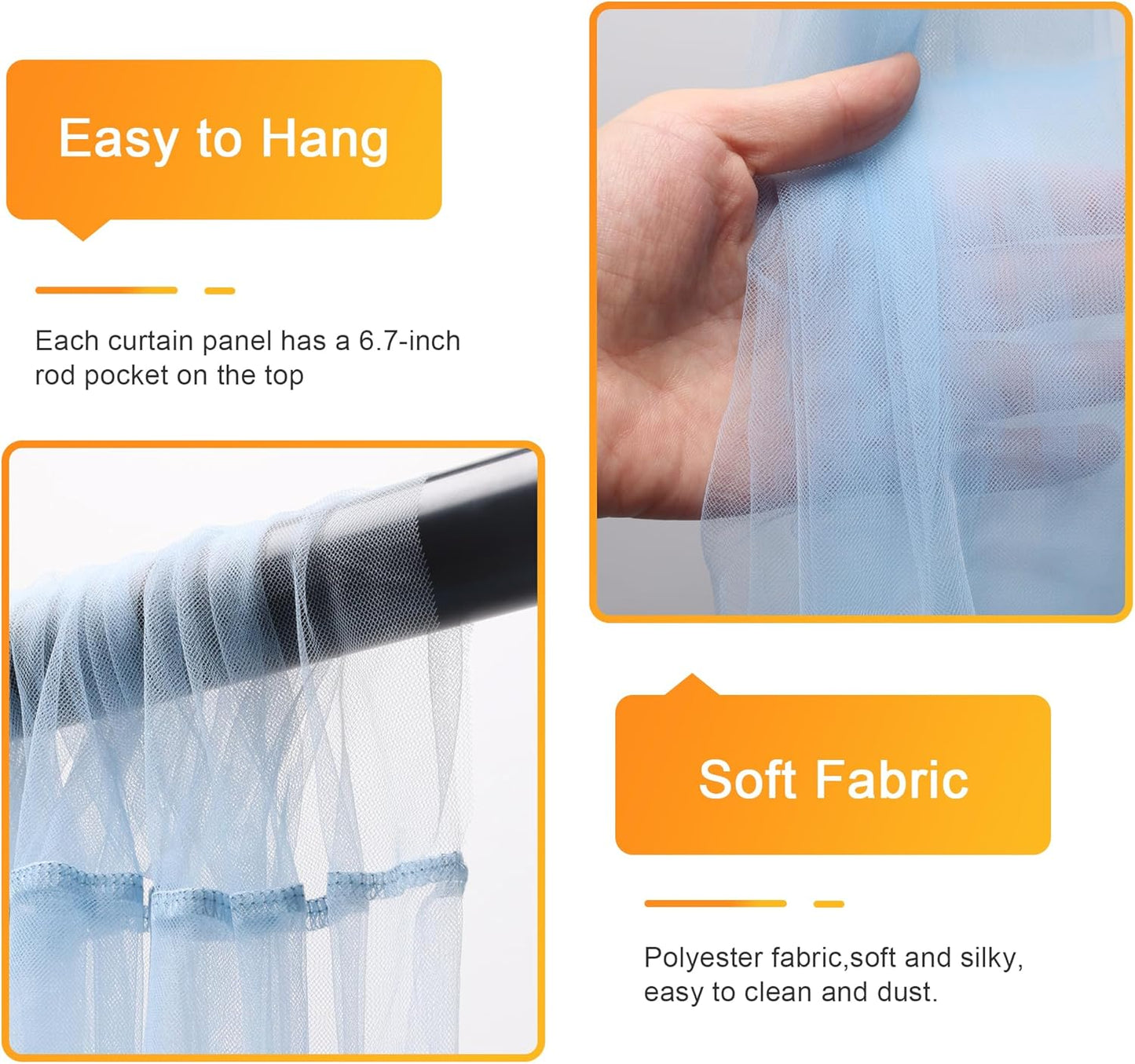 Fomcet Tulle Backdrop Curtains with Lights String White 10FT X 8FT Sheer Curtain with Lights Tulle Curtains Backdrop for Wedding Birthday Party Baby Shower Photo Shoot (2 Panels 5x8FT)