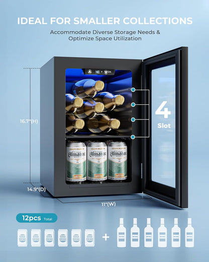 EUHOMY 4.5 Cu.ft Beverage Refrigerator and Cooler, 145 Can Mini fridge with Glass Door for Soda Beer Wine, Small Drink Dispenser with Digital Adjustable Thermostat for Home Office Bar