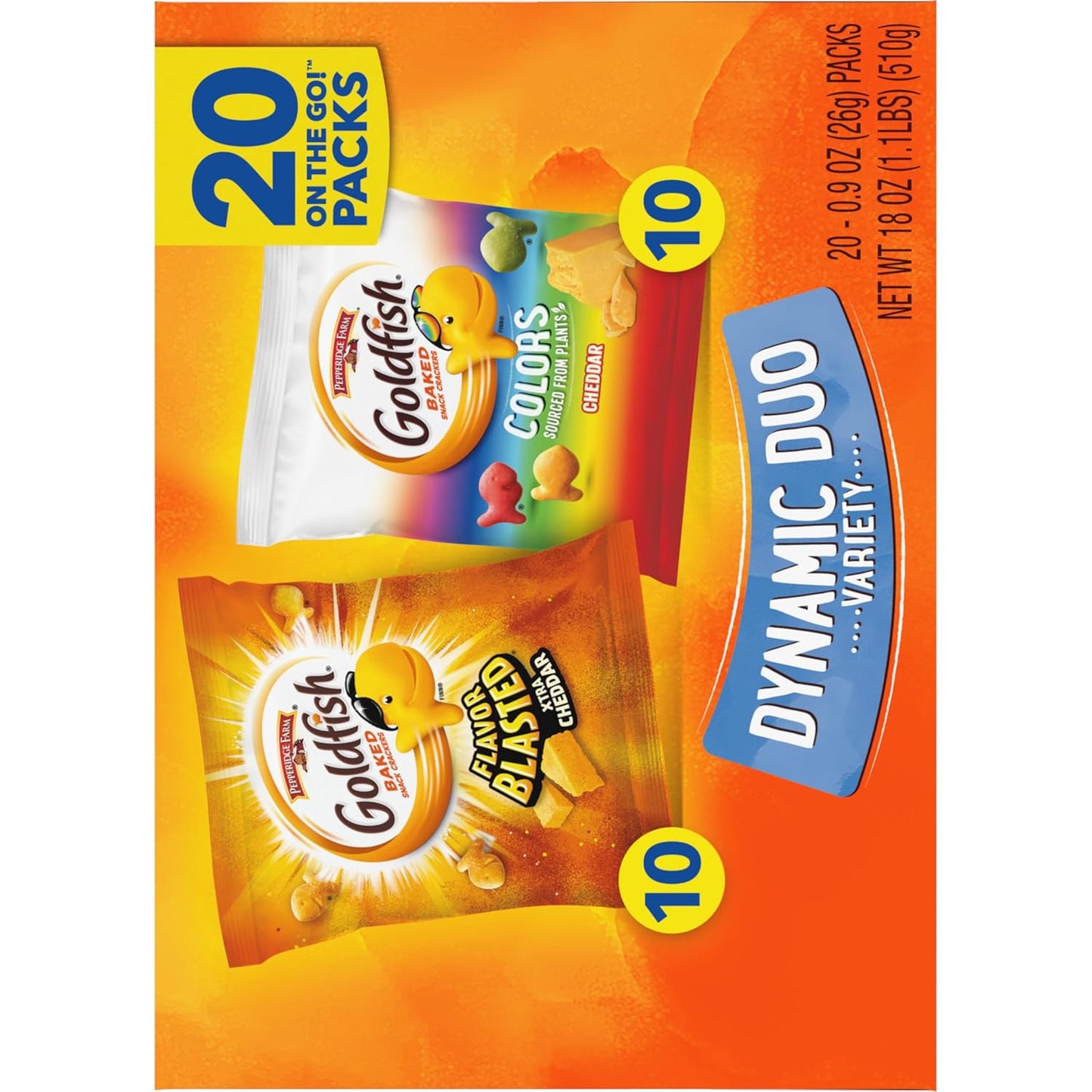 Goldfish Crackers Big Smiles Variety Pack with Cheddar, Colors, and Pretzels, Snack Packs, 30 Ct