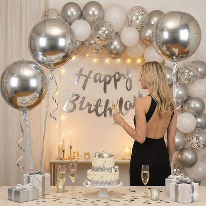 Metallic Gold Round Foil Balloons, 22" Large 4D Sphere Mylar Ball Balloons 6PCS, for Graduation Prom Birthday Wedding Anniversary Disco Party Decorations