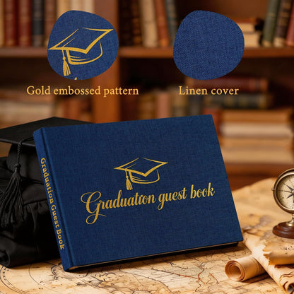 Artmag 2026 Graduation Guest Book Fabric Hardcover Signs Signature Graduation 100 Pages Guest Book Grad Memory Scrapbook for College Gifts (Black)