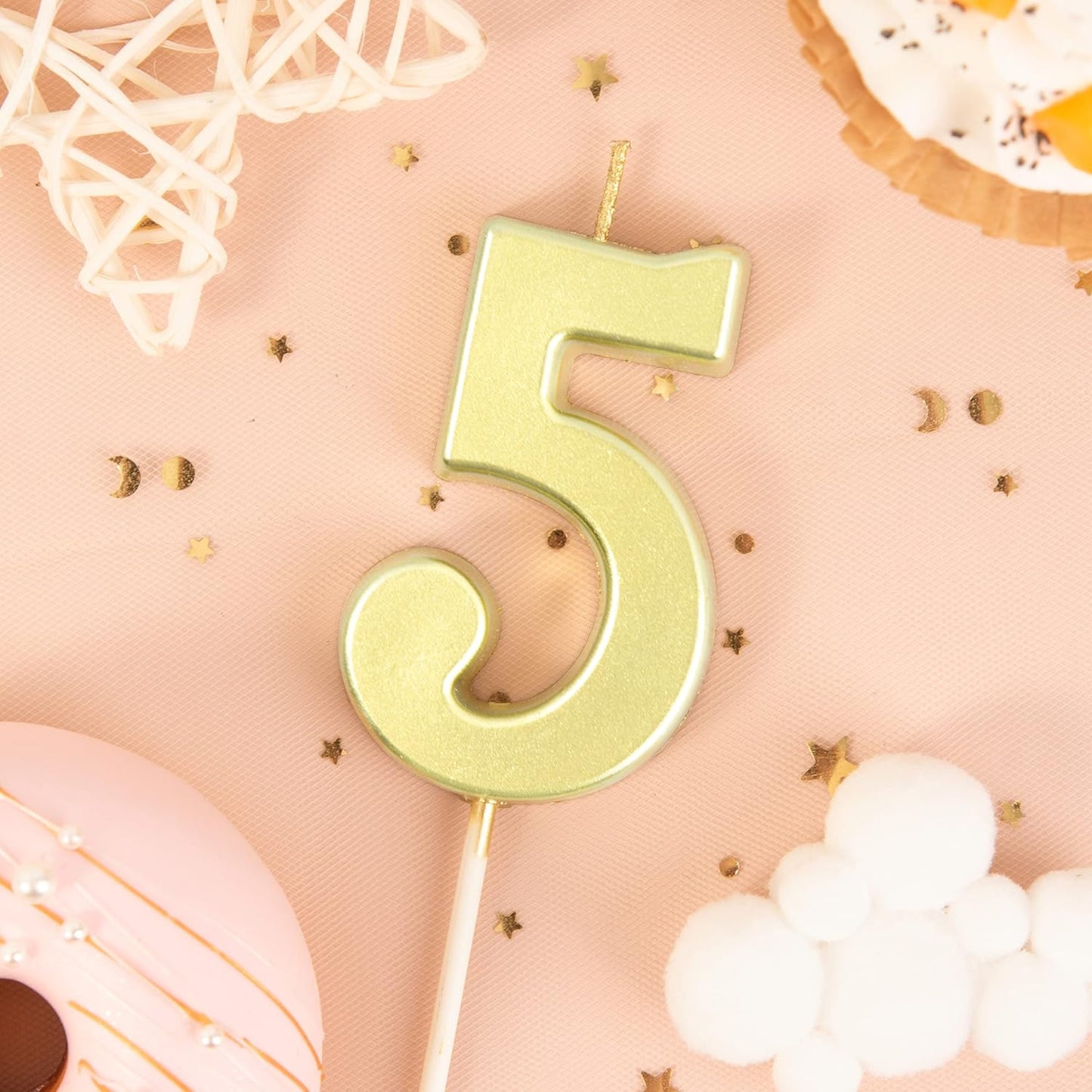 PHD CAKE 2.76 Inch Modern Gold 2 Number Birthday Candles, Gold Number Candles, Cake Number Candles, Party Celebration
