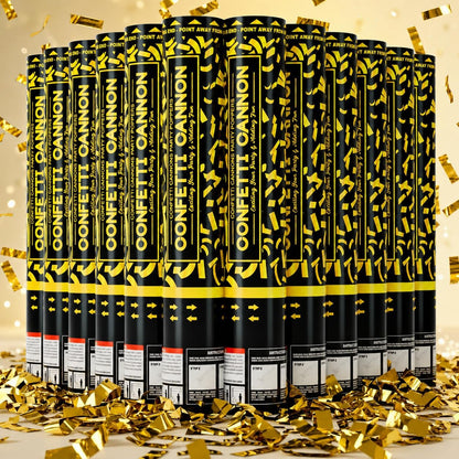 Confetti Cannon Gold Party Poppers 12 Pack Party Cannon Confetti Shooters for Celebrations Wedding Birthday Graduation Golden Foil 12 inch Confetti Poppers for Christmas New Year Eve Parties Supply