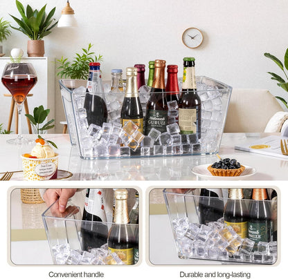 2 Pack Ice Bucket for Parties, 11.5L Large Champagne Bucket Wine Cooler, Plastic Beverage Tub Drink Bucket for Beer Cocktail Mimosa Bar, Commercial Drink Cooler for Wedding Events (15.7x11.8x6.7 in)