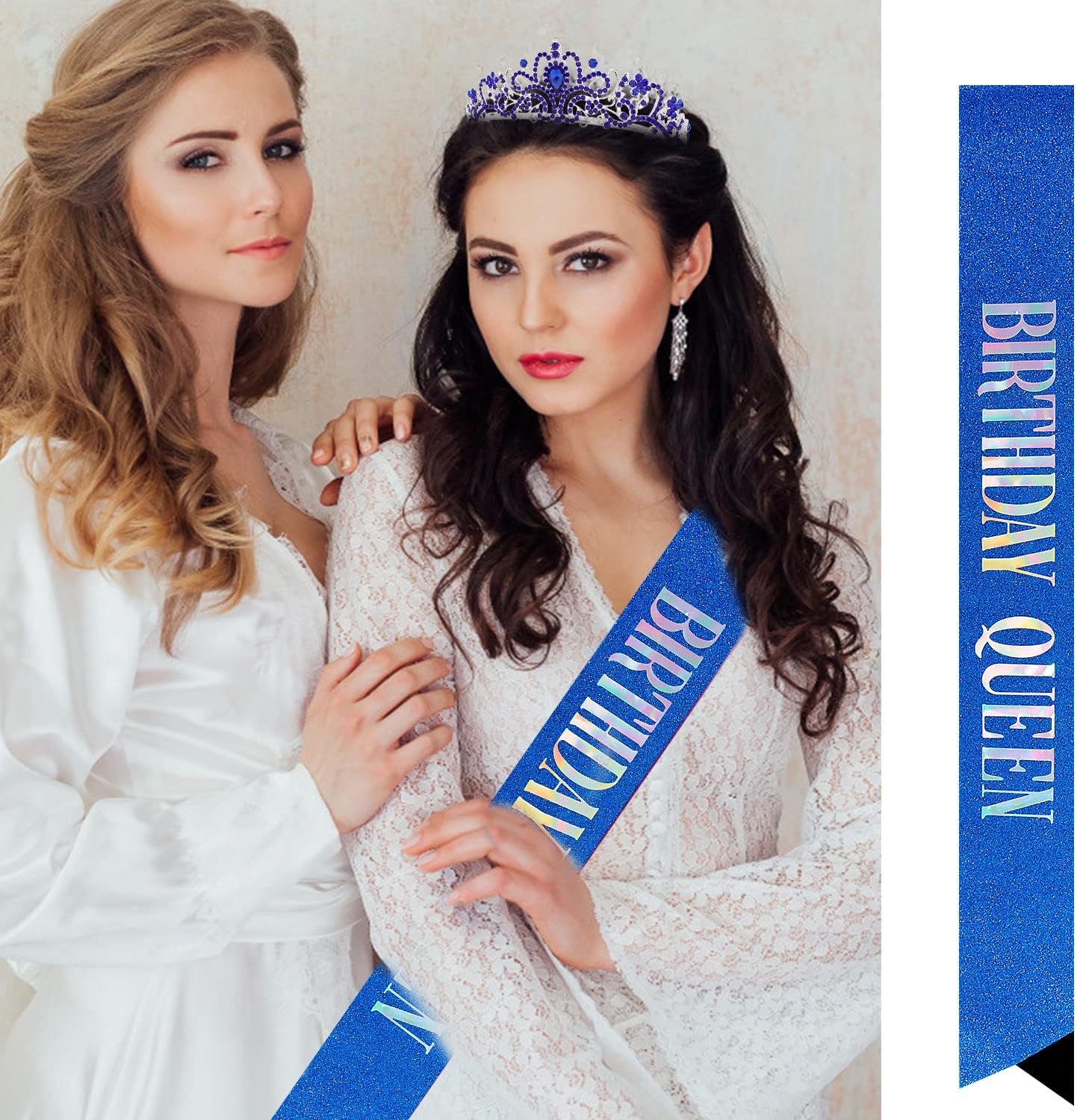 Happy Birthday Queen Tiara Crowns for Women, Red Sash, Party Favors Supplies Gift, 30th Decorations, Stuff Accessories