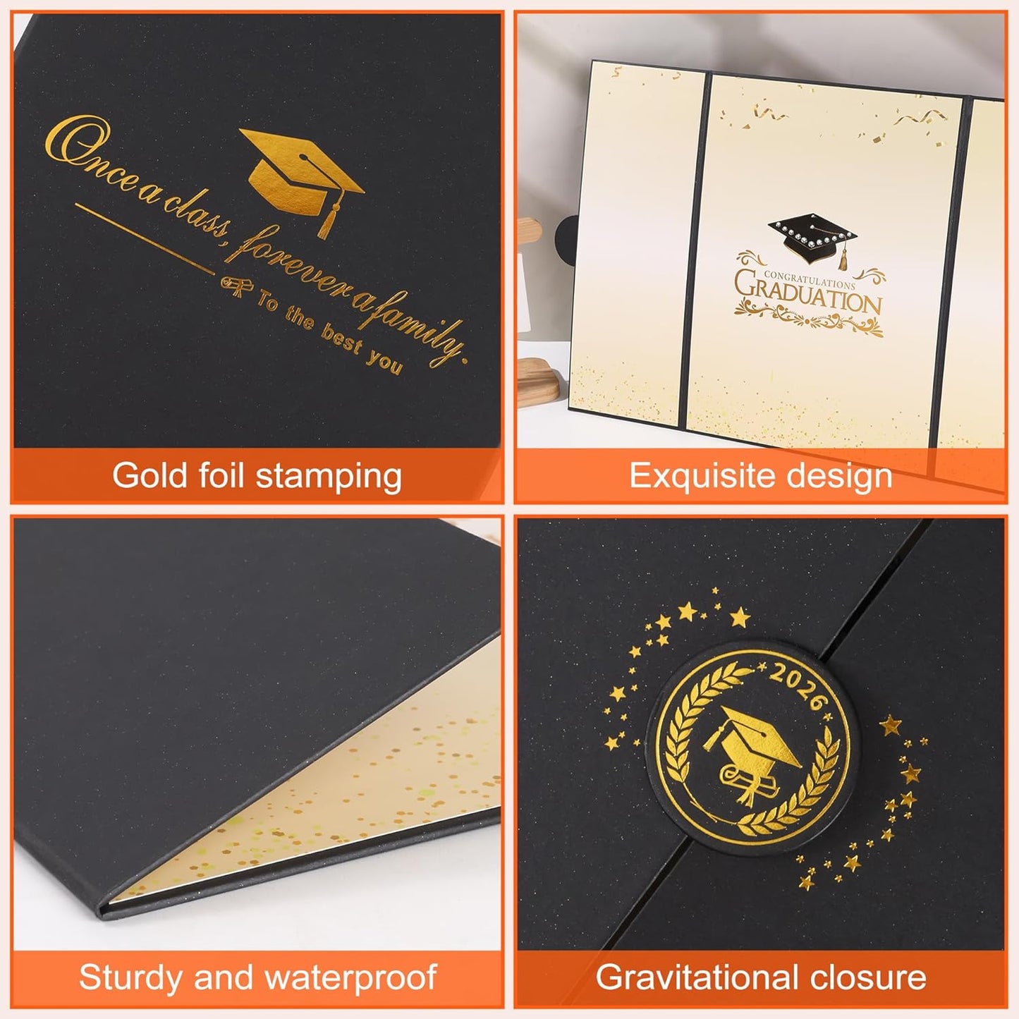 Graduation Guest Book 2026 Graduation Party Decorations Class of 2026 Graduation Sign in Book Signature Board Keepsake Grad Party Supplies College High School Graduation Gift Card Book (Blue)