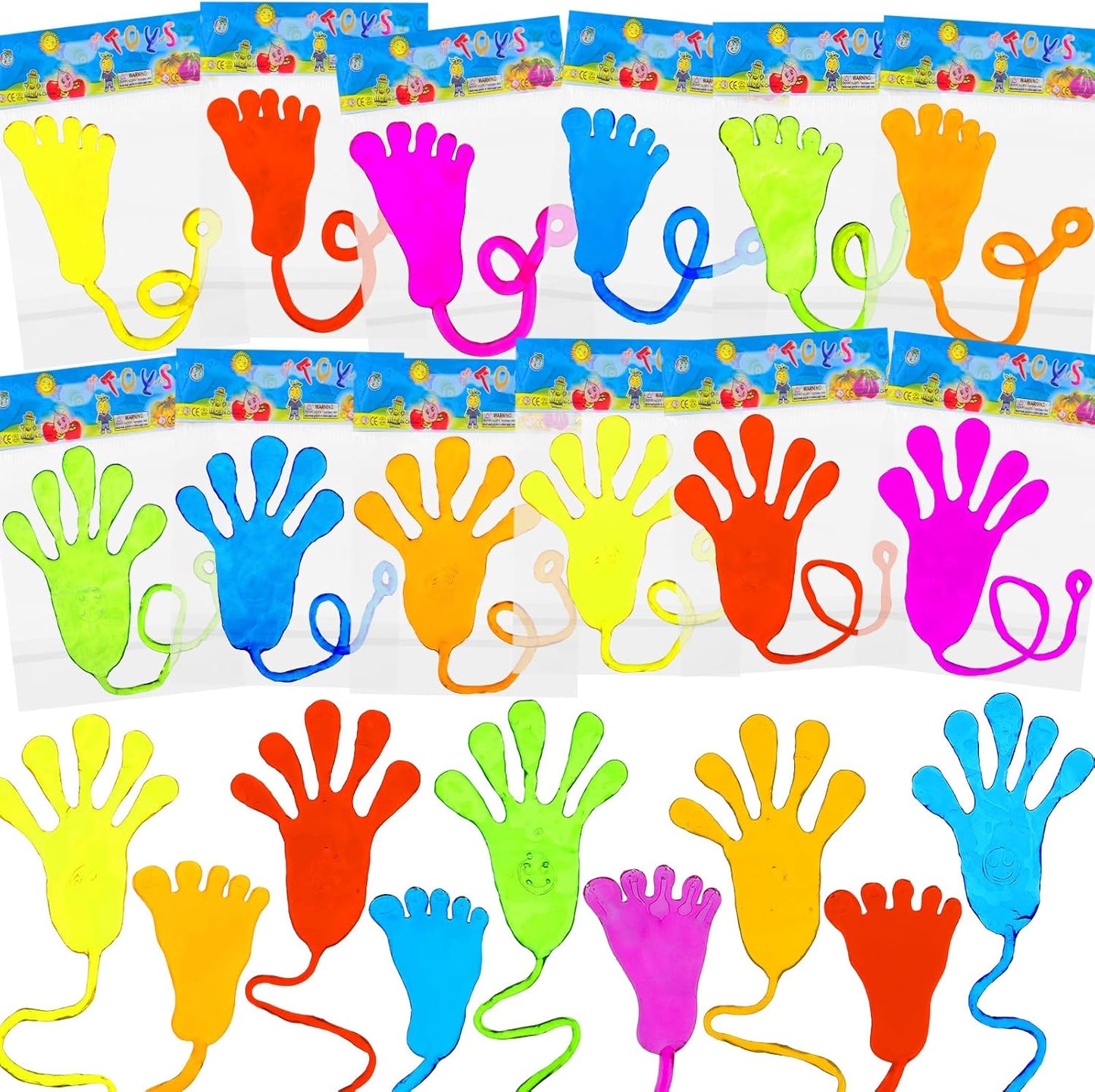 50 PCS Glow Sticky Hands Kindergarten Graduation Gifts Party Favor for Kids Holiday Traditions Goodie Bags Stuffers Glow Sticky Hands Toys End of Year Student Gifts Classroom Prizes Treasure Box