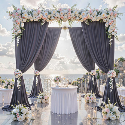 10 ft x 10 ft Wrinkle Free White Backdrop Curtains for Wedding Parties, Polyester Photography Backdrop Drapes for Birthday Parties Stage Backdrop Stand, 2 Panels 5x10FT Background Curtains