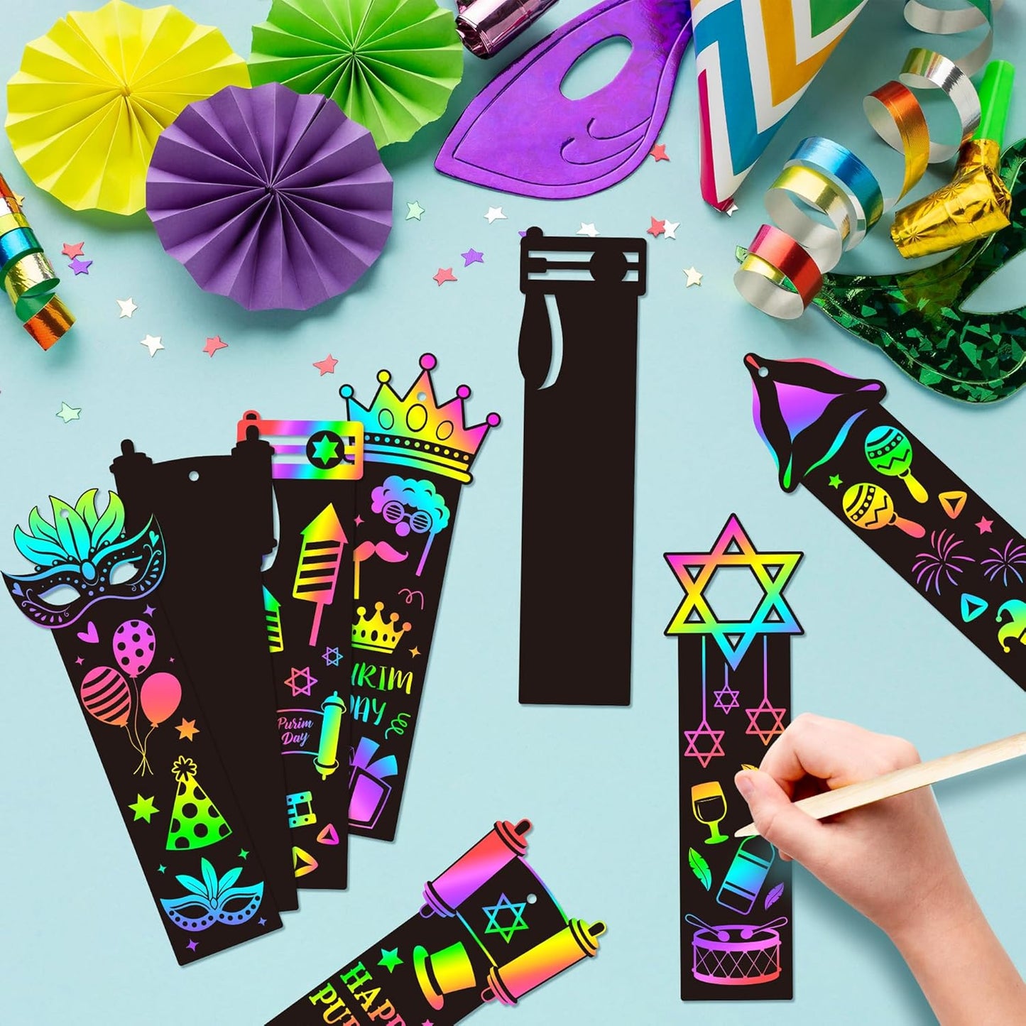 CY2SIDE 60PCS Princess Fairy Wand Scratch Bookmarks for Girls, Make Your Own Fairy Stick Scratch Paper Magic Wands Bookmark, DIY Princess Stick Rainbow Crafts Ornaments for Kids Birthday Party