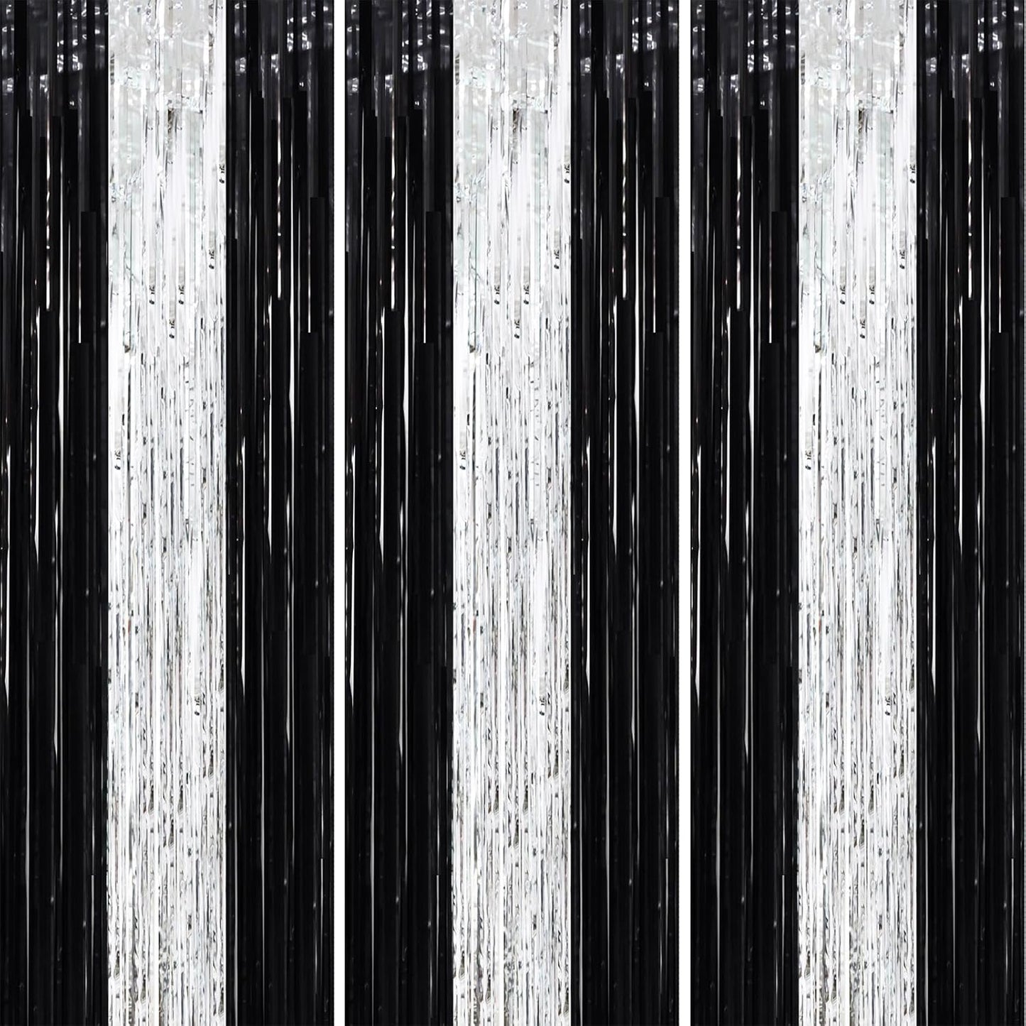 Voircoloria 3 Pack 3.3x8.2 Feet Gold Foil Fringe Backdrop Curtains, Tinsel Streamers, Fringe Backdrop for 2025 New Years Eve, Graduation, Birthday, Baby Shower, Gender Reveal, Disco Party - Colors B
