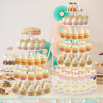 YestBuy Cupcake Stand, 6 Tier Large Cupcake Tower Display, Round Cupcake Holder, Acrylic Dessert Stand, Pastry Display Tree for Party, Wedding, Baby Shower