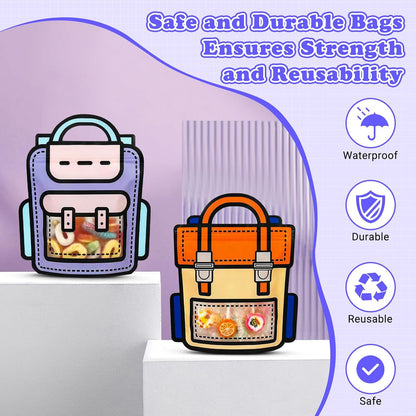30 PCS Bulk Gift Bags for Kids with Handle,Children Large Goodie Bags with Stand-up Bottom, Grip Seal Party Favor Bag, Students Back to School Treat Bag, Cute Snack Candy Bags for Birthday, Classroom