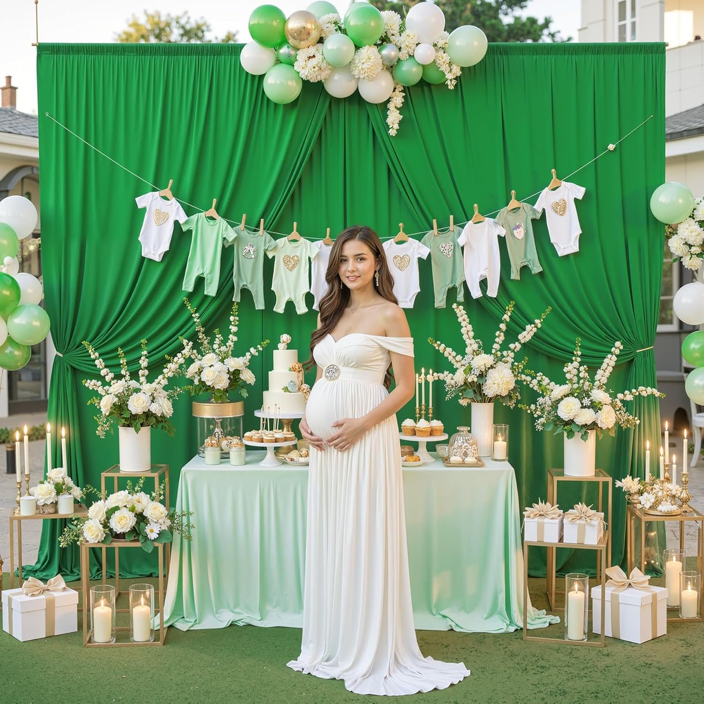 10 ft x 10 ft Wrinkle Free White Backdrop Curtains for Wedding Parties, Polyester Photography Backdrop Drapes for Birthday Parties Stage Backdrop Stand, 2 Panels 5x10FT Background Curtains