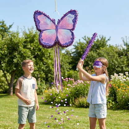 VinTS Butterfly Piñata,Kids Piñata with Blindfold and Stick for Girls Kids Butterfly Themed Party Games Birthday Party Girls Themed Party Decorations