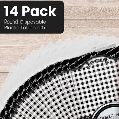 14 Pack Black 54 x 108 in. Rectangle Disposable Plastic Tablecloths - Smooth Decorative Covers for Parties, Weddings