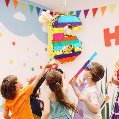Dinosaur Pinata - Dinosaur Decorations with a Blindfold and Bat for Boys Girls Animal Themed Birthday Party Kids Classroom Game Decorations Supplies (15.7 x 11.4 x 3.1 Inches)
