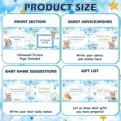 Fuyoooo 27 Pcs Safari Animal Baby Shower Guest Book Set Baby Shower Sign in Guest Floral Book Place Table Cards with Gold Pen Adhesive Photo Corner for Birthday Party