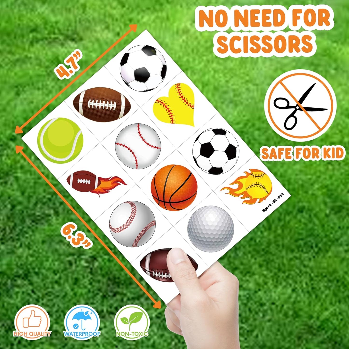60 PCS Sports Ball Pre-Cut Temporary Tattoos Themed Birthday Party Decorations Favors Supplies Decor Basketball Football Baseball Soccer Tattoo Stickers Gifts For Boys Girls Class Prizes Carnival