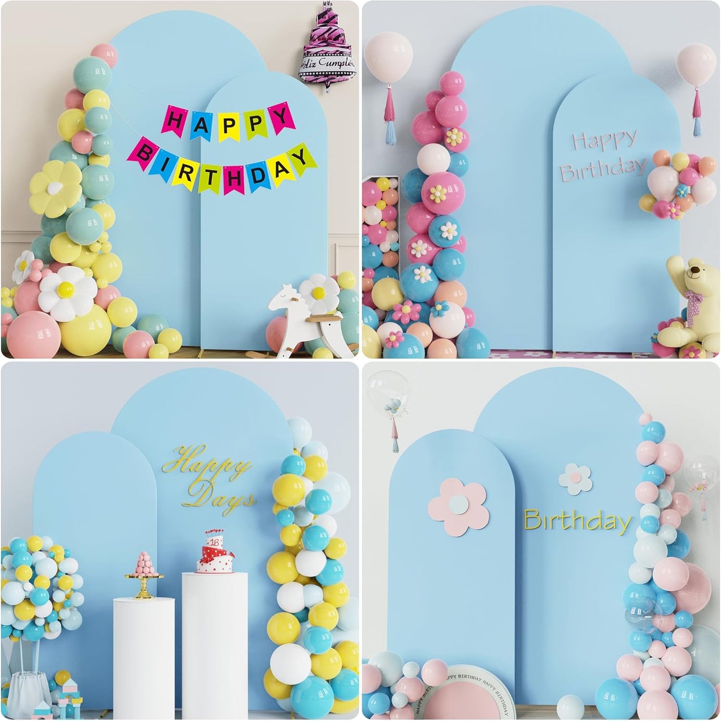 Wokceer Wedding Arch Backdrop Stand and Cover Set of 2 Metal Arch Stand with Arch Cover White 7.2FT, 6FT for Birthday Party Wedding Ceremony Bridal Baby Shower Event Decor