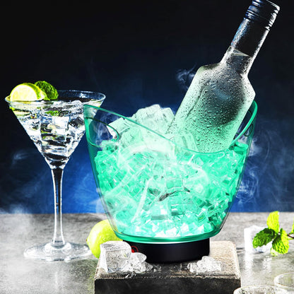 Umigy 4 Pcs LED Ice Buckets 2l Clear Plastic Beer Buckets with LED Light RGB Colors Changing Cooler Ice Container with Stand for Party Home Bar Ktv Clubs
