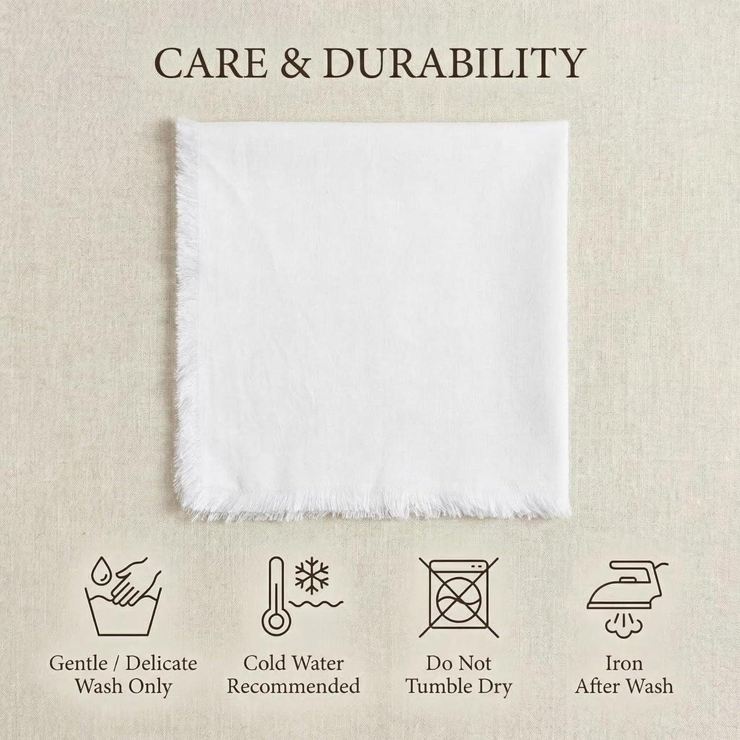 ACCENTHOME Natural Cotton Linen Napkin Set of 12 18x18 inch Dinner Napkins - Washable Soft Premium Hotel Quality Reusable Hemmed Edges Napkins Perfect Table Linens for Family Dinners, Weddings