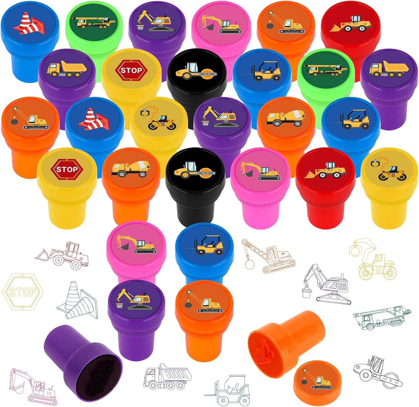 24 PCS Camp Party Favors Camping Adventure Mini Stamps Colorful Self Inking Stamps Camping Themed Party Favors for Boys Girls Student School Classroom Rewards Carnival Prizes Supplies