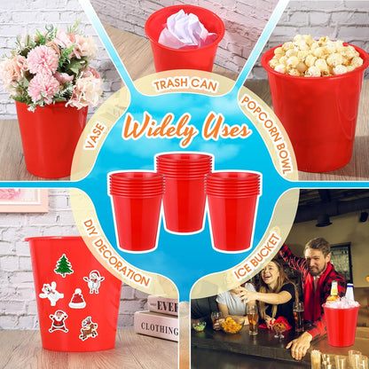 Layhit 24 Pcs Plastic Ice Buckets for Parties 3 Liters Wine Bucket Portable Ice Holder Disposable Wine Cooler for Party Wedding Party Beverages Champagne Soda and Beer (Gold)
