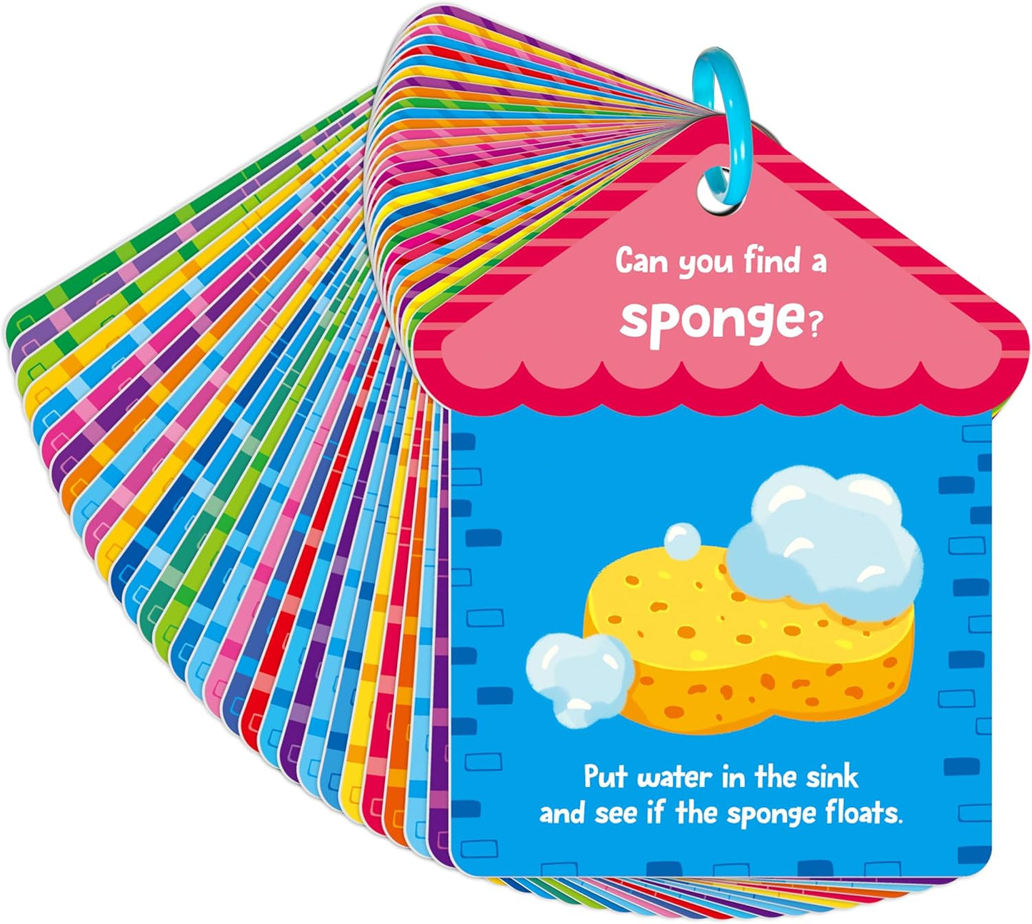 30PCS Indoor Scavenger Hunt Cards, Double-Sided Card Toddler Activity Game for Homeschooling, Kids & Preschoolers, 1 Plastic Ring Included