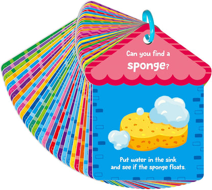 30PCS Indoor Scavenger Hunt Cards, Double-Sided Card Toddler Activity Game for Homeschooling, Kids & Preschoolers, 1 Plastic Ring Included