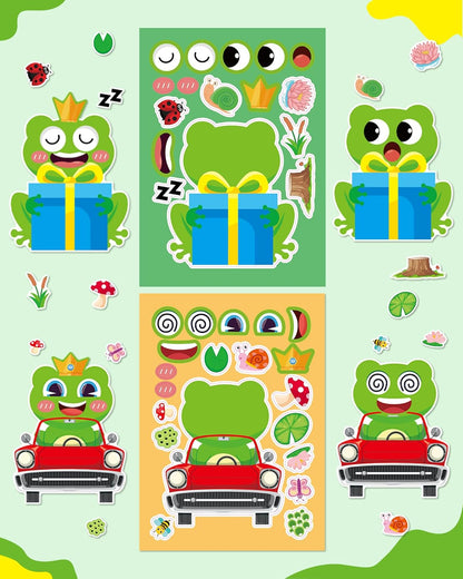 Aowplc 36 Pcs Make-A-Face Sticker Sheets Kids Party Favors Mix and Match Stickers with Dinosaurs, Mermaids, Unicorns, Horses, Farm & Sea Animals for Parties, Birthdays, Classroom Activities & Crafts