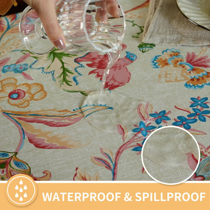 Rectangle Table Cloth,100% Waterproof Tablecloth Oil Proof Spill Proof Vinyl Table Cloth, Wipe Clean Plastic Table Cover for Dining, Camping, Indoor and Outdoor 52" x 70",Leaves
