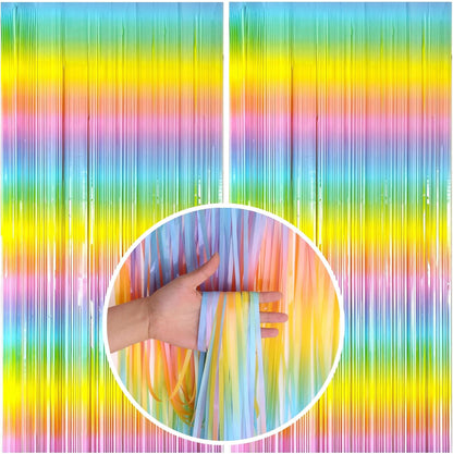 Tinsel Foil Fringe Curtains Wavy Backdrop for Parties Sparkle Metallic Wavy Foil Fringe Backdrop Curtain for Party Decorations Photo Booth Props for Birthday Graduation Wedding