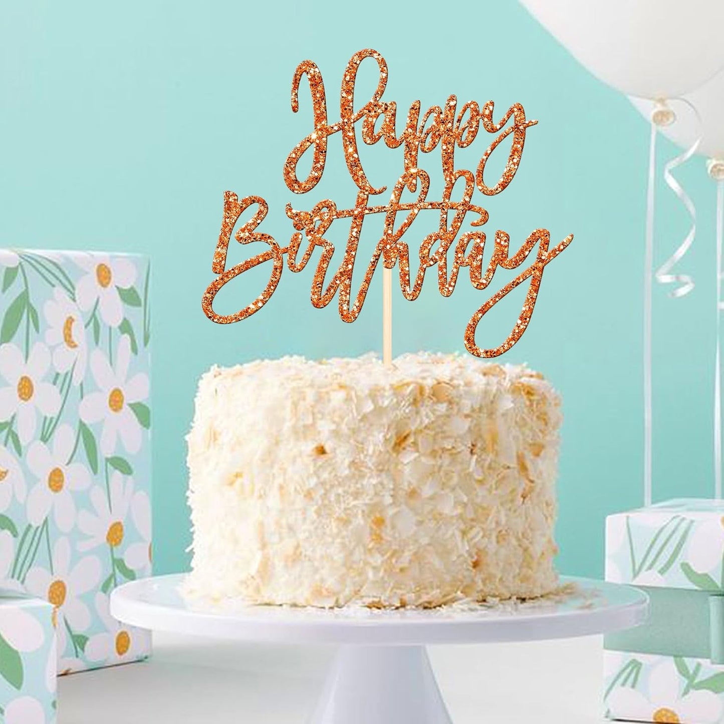 ZHUOWEISM 1 PCS Gold Happy Birthday & Anniversary Cake Topper