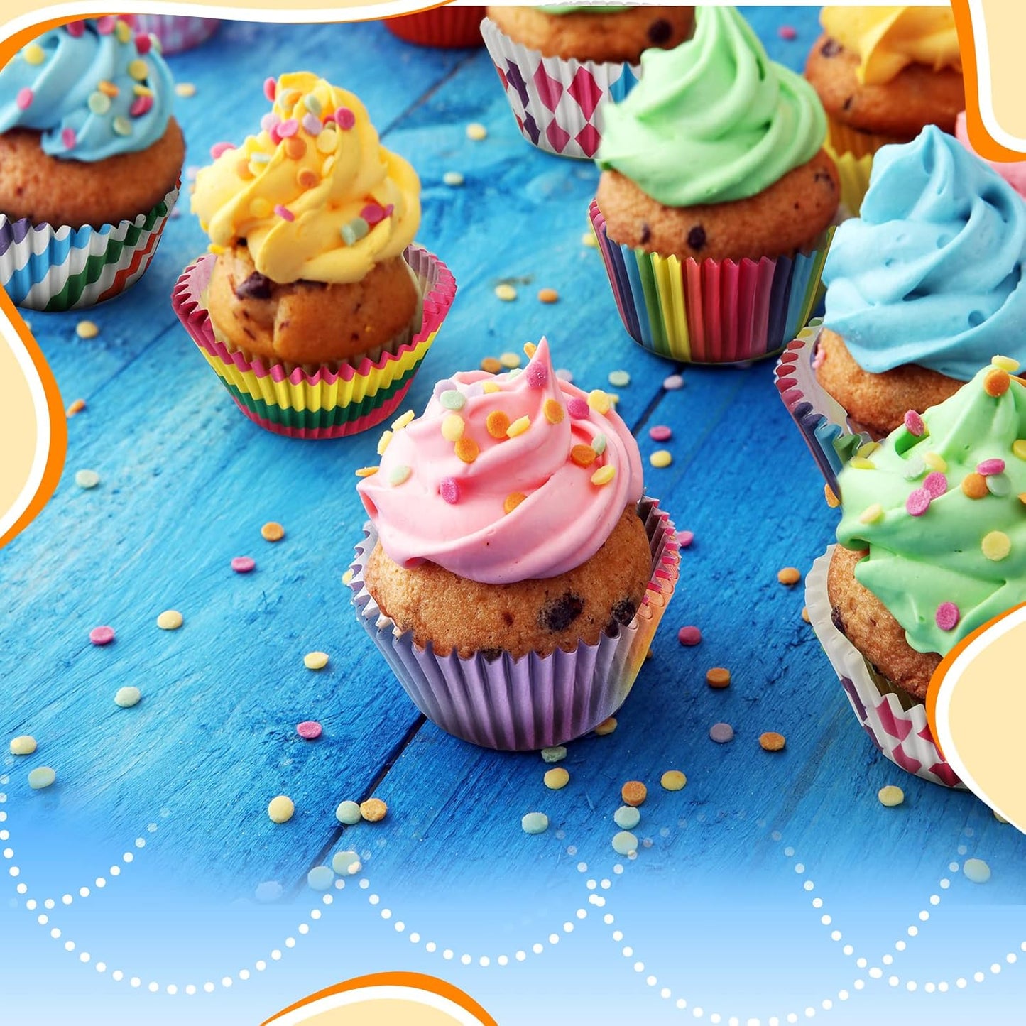 Chengu 600 Pieces Rainbow Cupcake Liners Rainbow Cupcake Wrappers Baking Cups Liners, Colorful Cake Paper Cup Baking Cups for Cake Candy Supplies(Vivid Style)