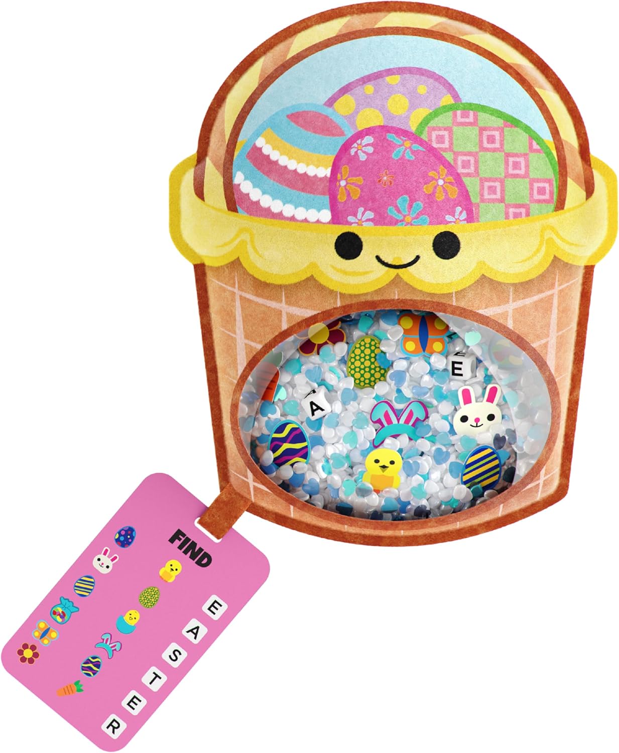 Vango BIZYBOO Easter Egg Busy Bag Scavenger Hunt - Hidden Object Search Sensory Matching Game for Kids 2 and Up (Blue)