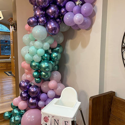 Pink Blue Purple Balloon, 60 Pcs 12 Inches Hot Pink Metallic Purple Teal Yellow Balloons Confetti Balloons for Kids Magic Theme Birthday Decoration Baby Shower Girls Music Party Supplies