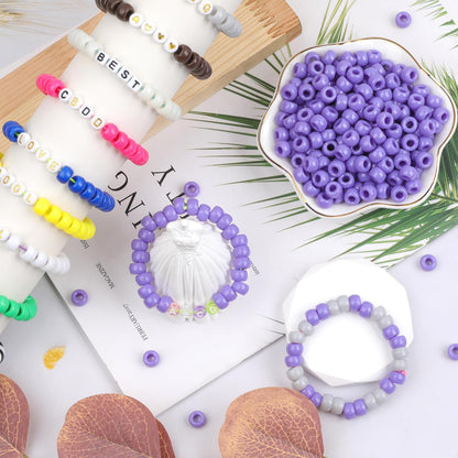 1000Pcs Glow in The Dark Pony Beads 9mm Plastic Kandi Beads Bulk for Friendship Bracelet Necklace Craft Jewelry Making Beads for Hair Braids 9 Color