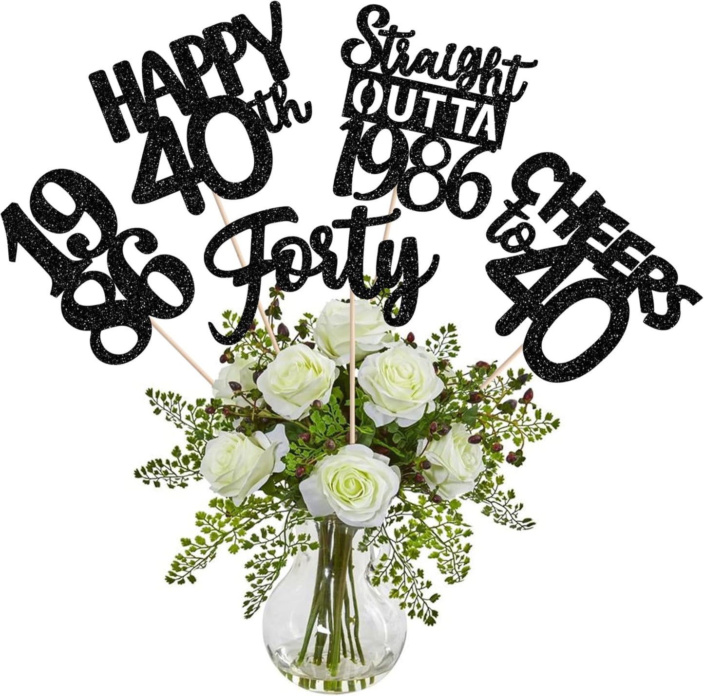 15 PCS 50th Birthday Centerpiece Sticks Fifty Happy 50th Straight Outta 1976 Table Flower Centerpieces Sticks Cheers to 50 Floral Decorations for 50th Birthday Party Centerpieces Supplies Black