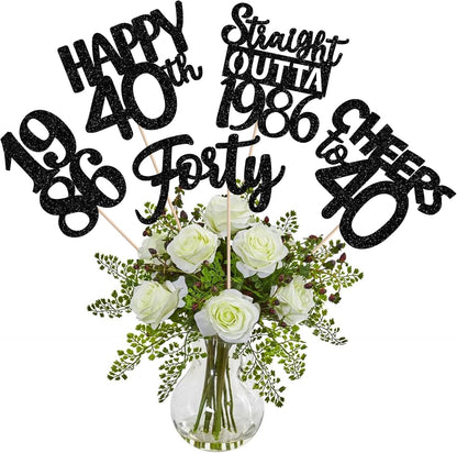 15 PCS 50th Birthday Centerpiece Sticks Fifty Happy 50th Straight Outta 1976 Table Flower Centerpieces Sticks Cheers to 50 Floral Decorations for 50th Birthday Party Centerpieces Supplies Black