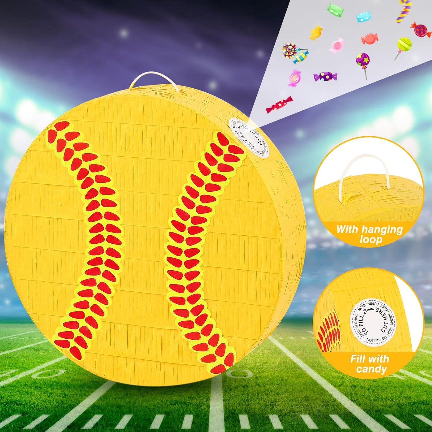 Deekin 3 Pcs Dart Piñata Set Include Large Dart Gun Shooting Target Piñata with Stick Eye Mask for Kids Birthday Party Game Favors Supplies 12.8x12.8 Inch