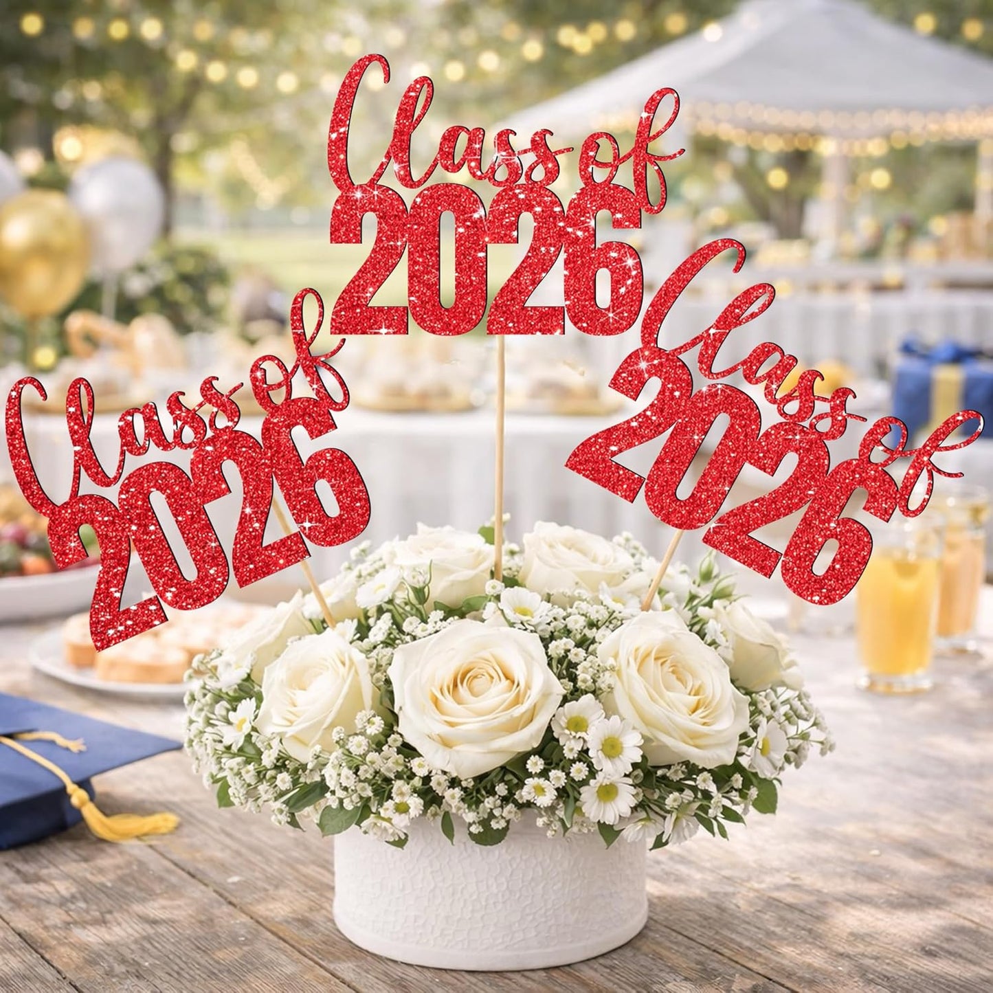 Class of 2026 Centerpieces Sticks for Graduation, 16 Pcs Graduation Decorations Cake Toppers, Graduation Theme Party Decorations Supply(BG)