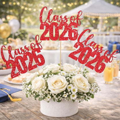 Class of 2026 Centerpieces Sticks for Graduation, 16 Pcs Graduation Decorations Cake Toppers, Graduation Theme Party Decorations Supply(BG)