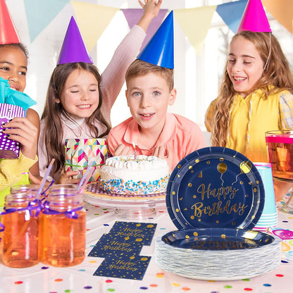75PCS Paper Plates and Napkins Set - White and Gold Dot Disposable Party Dinnerware Includes Paper Plates, Napkins, Forks Decorations for 2026 New Year, Birthday, Wedding and Holiday, Serves 25