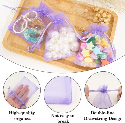 joycraft 50Pcs Organza Bags, 2x3 inch Gift Favor Bags, White Wedding Favor Bags, Jewelry Pouches with Drawstring, Mesh Bags Drawstring for Jewelry, Festival, Makeup, Candy, Desserts