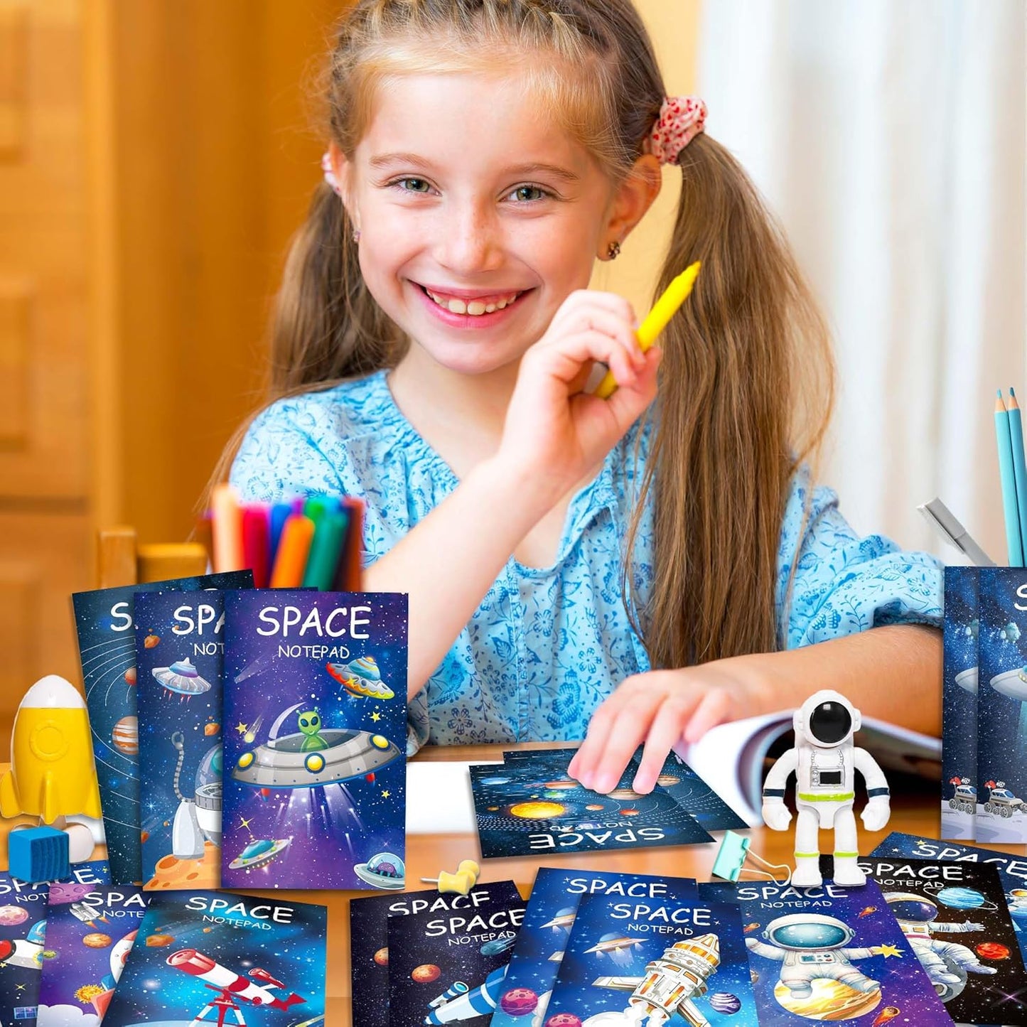 24 Pack Outer Space Mini Notebook - Space Party Favor Galaxy Goodie Bags with 12 Designs & Lined Pages, 3.15x4.92 Inches Small Pocket Notepads for Planet Theme Birthday Party Supplies, Science Class
