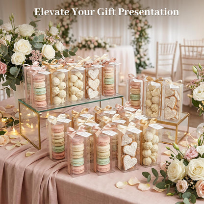 VGOODALL 100 Pcs Clear Favor Boxes, 2x2x2 Inch Small Transparent Cube Gift Boxes for Candy, Macarons, Jewelry, Wedding, Birthday, Baby Shower Party Favors