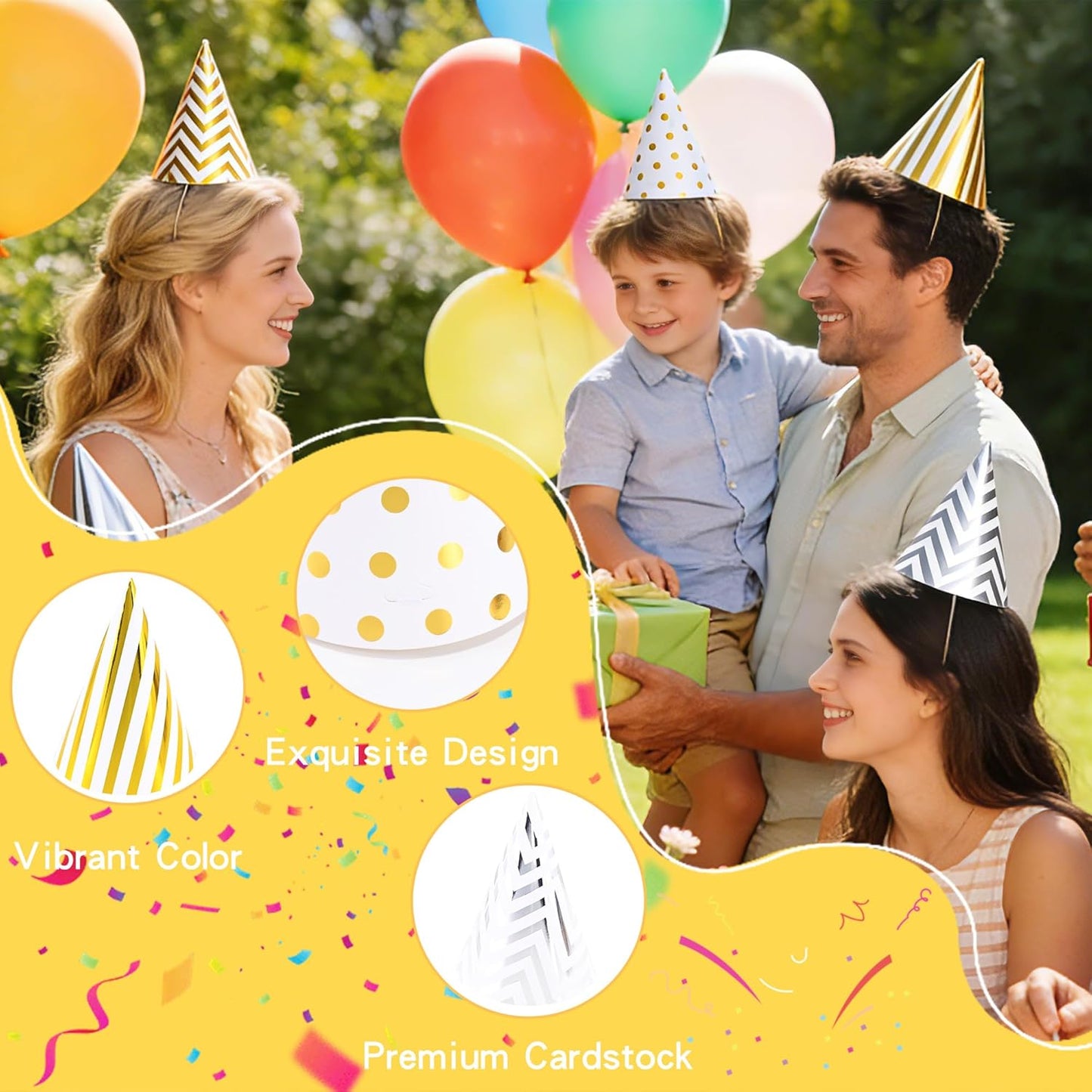 CANREVEL 24 PCS Pre-Assembled Party Hats for Adults, Party Decorations Supply Headwear Celebration for Women Men