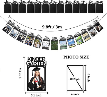 Graduation Photo Banner for Party Decoration, Including Kindergarten to 12th Grade Picture Banner Middle High School College Graduation Party Supplies
