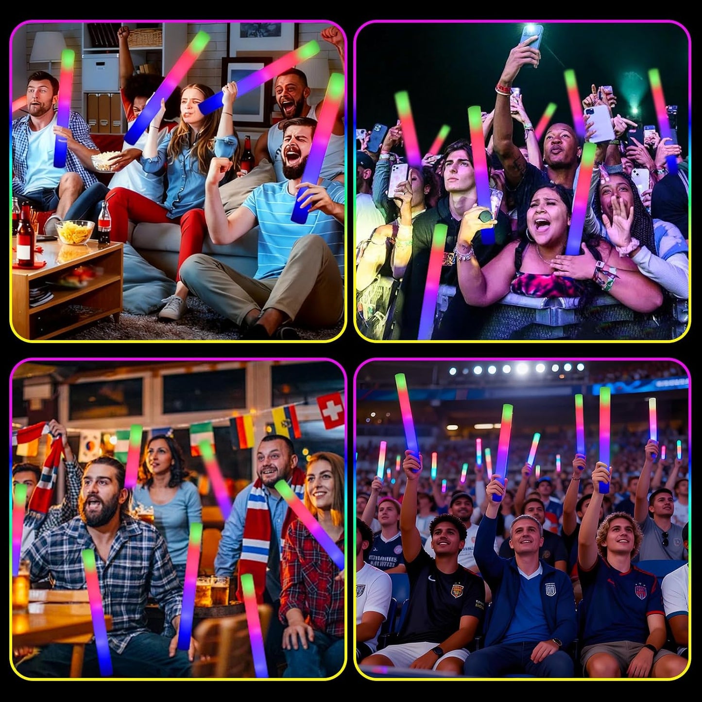 12pcs Foam Glow Sticks,Party Favors Supplies,3 Flashing Modes Glow In The Dark Party Supplies, Light Up Foam Sticks for Wendding Raves Camping Outdoor